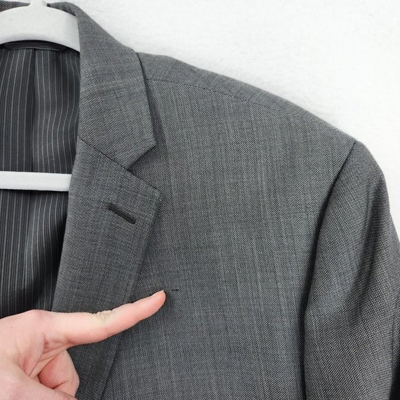 Calvin Klein Jacket Mens 46 Regular Gray Wool Slim Fit Blazer Suit Coat Career - Picture 4 of 15